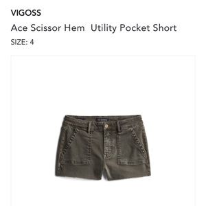High rise olive green denim shorts